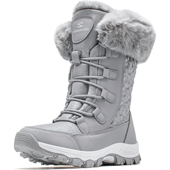 Shoes - HOBIBEAR Women Waterproof Winter Snow Boots Gray Fur Lined Insulated Warm Shoes